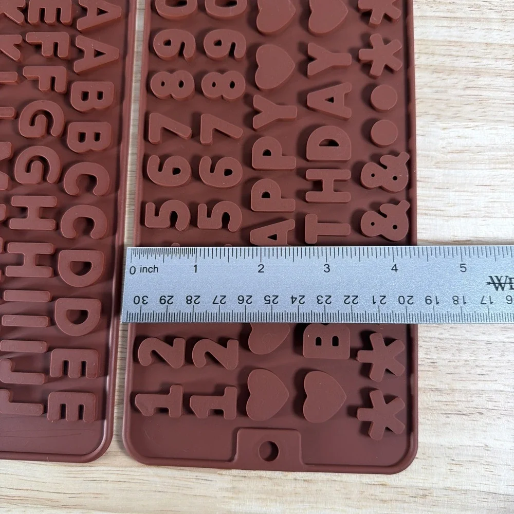 Silicone Letter Mold Number Chocolate Molds with Happy Birthday Cake Decor 2 Pcs